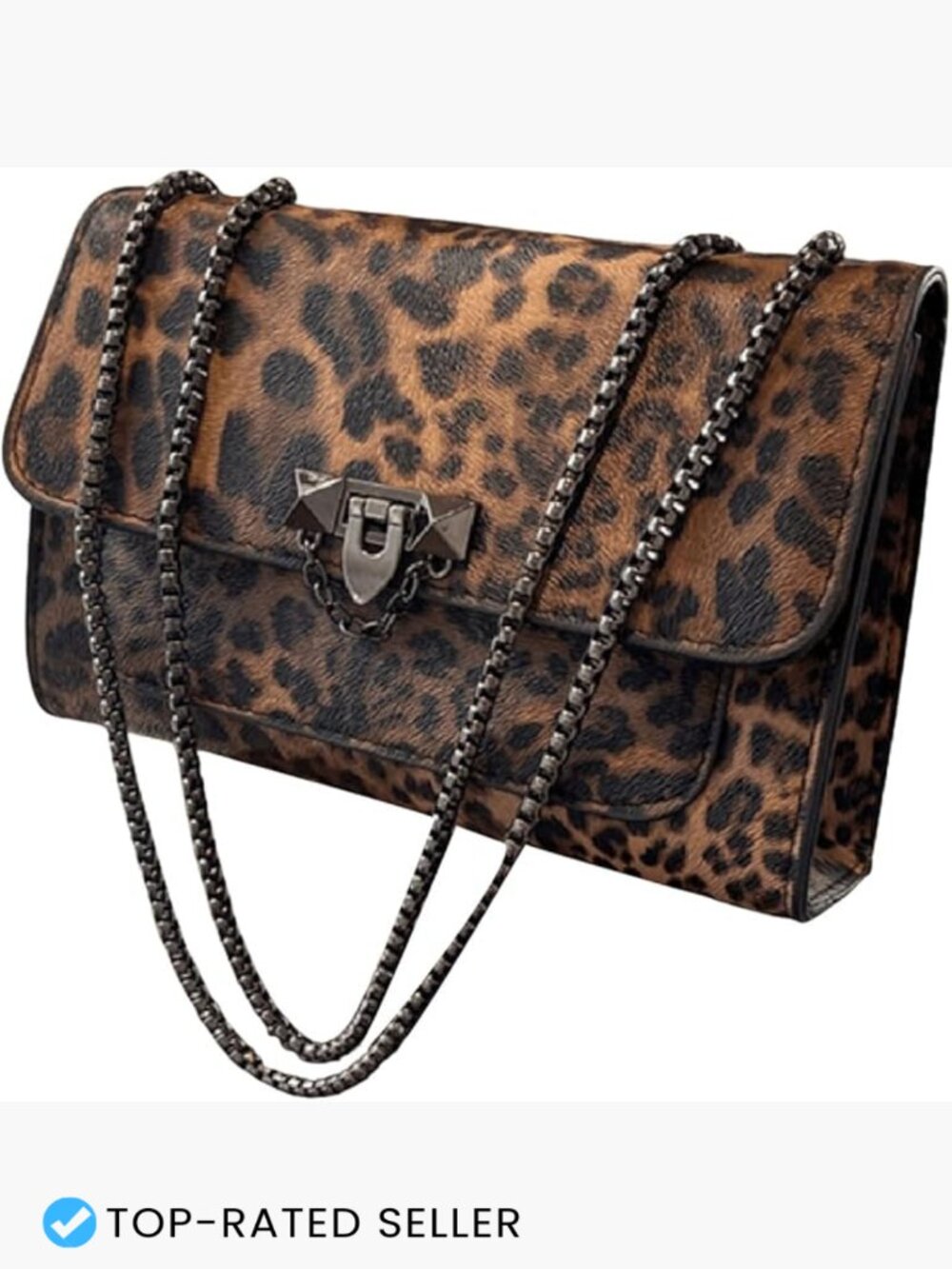 Leopard Print Chain Shoulder Bag PU Leather Satchel Crossbody Purse Clutch